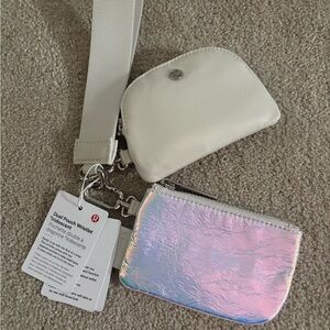 Lululemon Iridescent and White Dual Pouch Wristlet NWT